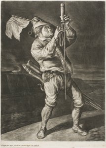 Man Lighting a Rocket, også kalt Peace is Better than a Victory, fra Communia Gaudia (The Wide-Spread Rejoicing at the Siege of Namur) av Cornelis Dusart