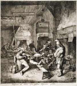 Fiolinspilleren sitter i vertshuset av Cornelis Dusart