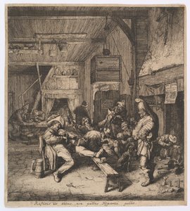 Fiolinspilleren sitter i vertshuset, 1685. av Cornelis Dusart