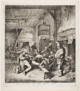 Fiolinspiller sitter i vertshuset av Cornelis Dusart