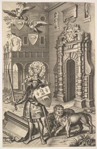 Allegorisk portrett av grev Tassis illustrasjon fra Jean Jacques Chifflet, Les marques ..., 1645.