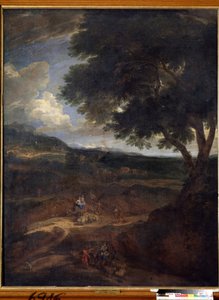 "Jacobs retur til Kanaans land med sine koner og barn" (Jacobs retur) Maleri av Constantinus Cornelis Huysmans (1648-1727) Statens kunstmuseum, Tula, Russland