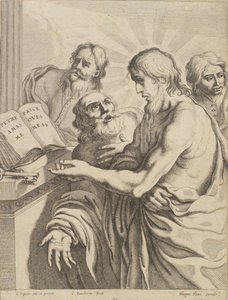 Kristus presenterer Peter for nøkkelen av Cornelis I Danckerts