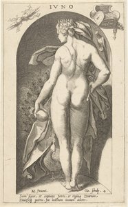 Juno med påfugl Ivno (tittel på objekt) Ancient Gods (serietittel) av Cornelis Jacobsz. Drebbel