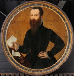 Portrett av Adam Wachendorff, med en Putto som blåser bobler Portrett av en mann. På verso en Putto blåser bobler