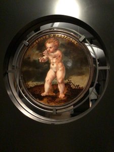 Portrett av Adam Wachendorff, med en putto som blåser bobler