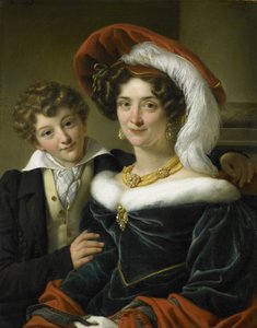 Rudolphina Wilhelmina Elizabeth de Sturler (1798-1873), andre kone til grev Johannes van den Bosch, med deres sønn Richard Leeuwenhart av Cornelis Kruseman (attributed to workshop of)