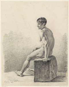 Sittende mannlig akt av Cornelis Kruseman