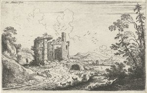 Landskap med en geitegjeter av Cornelis Matthieu