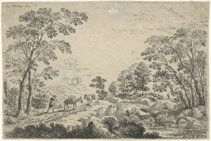Landskap med Mule Driver av Cornelis Matthieu