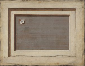 Trompe loeil. Baksiden av et innrammet maleri, 1668-1672