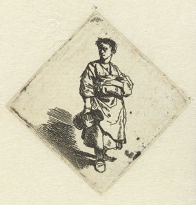 Stående kvinne med kanne i høyre hånd av Cornelis Pietersz. Bega