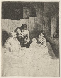 Moren sitter i et vertshus, midten av 1600-tallet. av Cornelis Pietersz Bega