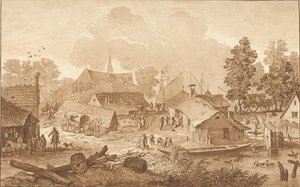 Landsbyutsikt med dam av Cornelis Ploos van Amstel (signed by artist)