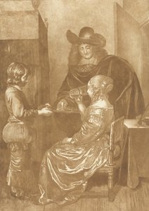 Herre og dame med page av Cornelis Ploos van Amstel (signed by artist)