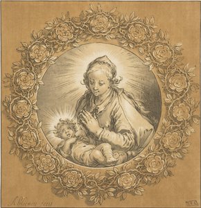 Maria med Kristusbarn Jomfru Maria og Jesusbarnet av Cornelis Ploos van Amstel (signed by artist)
