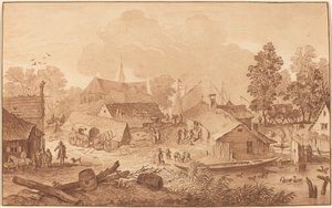 Landsby med tjern av Cornelis Ploos van Amstel