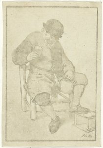Sittende bonde med mugge av Cornelis Ploos van Amstel