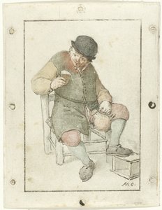 Sittende bonde med mugge av Cornelis Ploos van Amstel