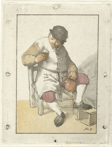 Sittende bonde med mugge av Cornelis Ploos van Amstel