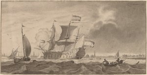 Krigsfartøy i Y av Cornelis Ploos van Amstel and Bernhard Schreuder, after Ludolf Backhuysen