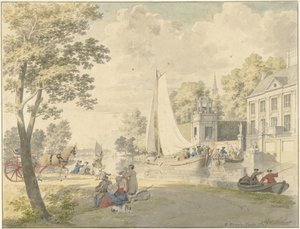 Sommerlandscene med lystskip