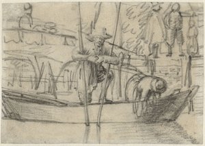Mann og kvinne i en båt ved kysten av Cornelis Saftleven (attributed to)