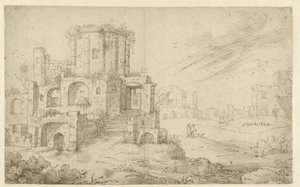 Landskap med gamle ruiner av Cornelis Saftleven