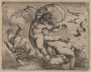 Tre Flyvende Putti av Cornelis Schut I
