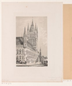 Cloth Hall of Ypres Rådhus fra det trettende århundre (Halte Yperen) (tittel på objekt) av Cornelis Springer