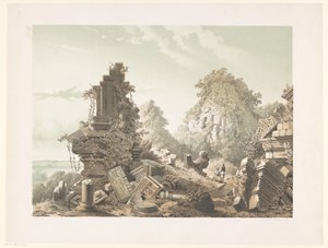 Ruin av Tjandi Lora Djongrang Ruinene av Tjandi-Lora Djongrang. Residence Jocjakkerta (tittel på objekt) av Cornelis Springer