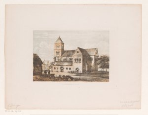 Det tolvte århundres kirke Kirkebygning 1100-tallet (tittel på objekt) av Cornelis Springer