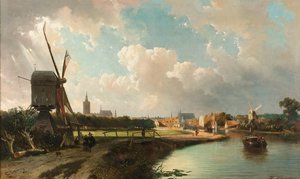 Utsikt over Haag fra Delftse Vaart i det syttende århundre