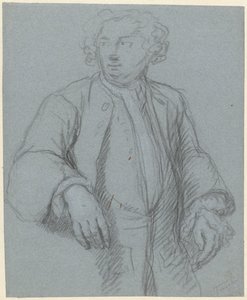 Portrett av en ukjent mann med lang frakk, tre kvarter til venstre av Cornelis Troost (attributed to)