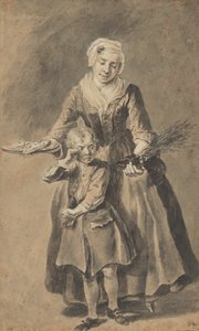 En mor som viser sin gråtende sønn sin sko av brytere av Cornelis Troost