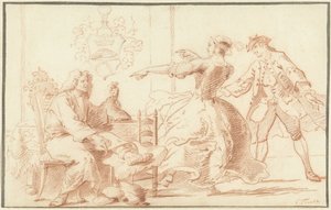 Den rike podagra-lederen, lo av en ung kvinne av Cornelis Troost
