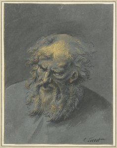Hodet til en gammel skjeggete mann (en apostel eller filosof) av Cornelis Troost