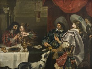 Kortspillet - Kortspillet, av Vos, Cornelis de (1584-1651). Olje på lerret. Størrelse: 171x228cm. Nationalmuseum Stockholm av Cornelis de Vos