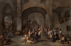 Å besøke fangene (Fra en syklus med de syv barmhjertighetsverkene). Rundt 1640
