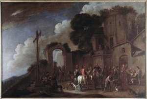 De syv verkene om kroppslig barmhjertighet (Works of mercy): gi en drink til de tørste (Å gi drikke til de tørste) (ec flam) etter 1625