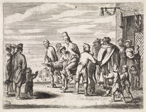 Mann bundet til et esel Sjangerscener (serietittel) av Cornelis de Wael