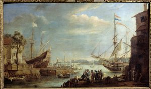 Havn på 1600-tallet Maleri av Cornelius de Waez (1592-1667) Chalons sur Marne fra 1600-tallet, Museum of Fine Arts