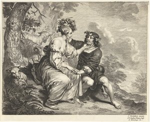 Gjeter og gjeterinne i landskap av Cornelis van Dalen (II)