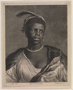 Portrett av en afrikansk kvinne med perlekjede av Cornelis van Dalen