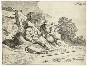Bønder ved siden av veien Fire landskap (serietittel) av Cornelis van Kittensteyn (attributed to)