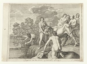Jupiter spiller sjakk i Europa Metamorphoses of Ovid (serietittel) av Cornelis van Poelenburch (possibly)