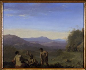 Arkadisk landskap (olje på kobber) av Cornelis van Poelenburgh or Poelenburch