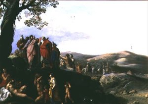 Moses slår vann fra klippene av Cornelis van Poelenburgh or Poelenburch
