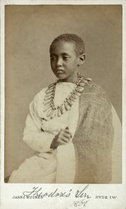 Prins Alamayu, sønn av keiser Theodor II av Abyssinia, Ryde, England, 1868 (albumtrykk) av Cornelius Jabez Hughes