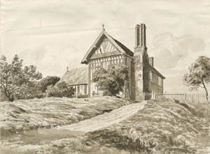 Betley - Farmhouse: penn- og sepia-tegning, oktober 1820 (tegning) av Cornelius Varley